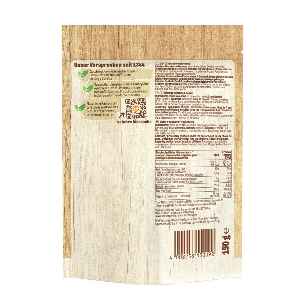 Seeberger Snacks Nüsse Seeberger Nusskernmischung Multipack – 6 × 150 g, reich an Vitamin E