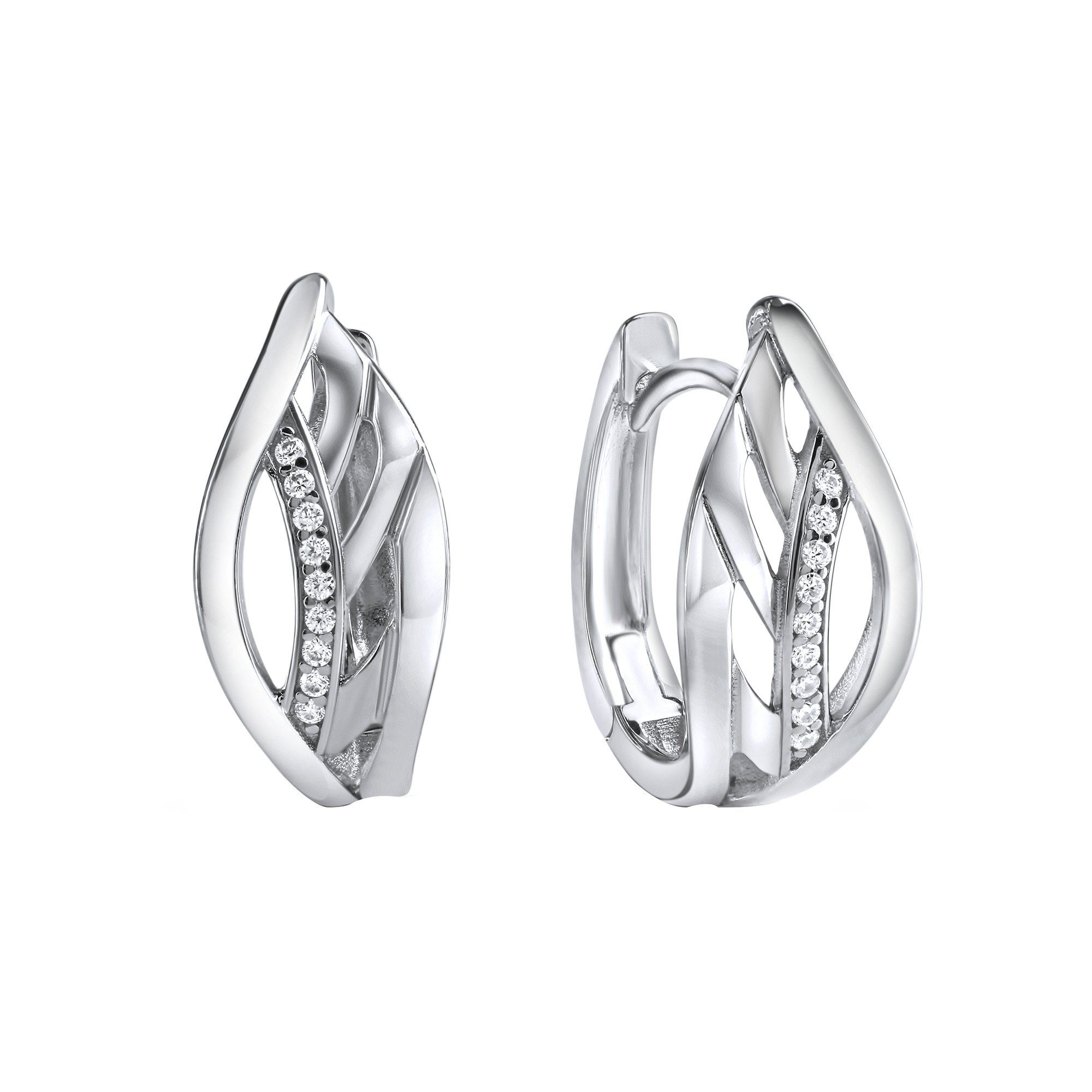 Paar Creolen 925-Sterling Silber rhodiniert Zirkonia
