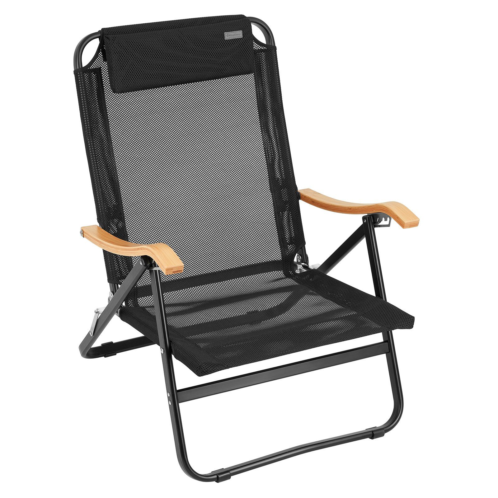 KingCamp Campingstuhl Lounge Chair Hayden Camping Sessel, Stuhl Outdoor XL  Niedrig Holz 150 kg