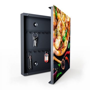 Primedeco Schlüsselkasten Magnetpinnwand mit Glasfront Pizza und Chili (1 St)