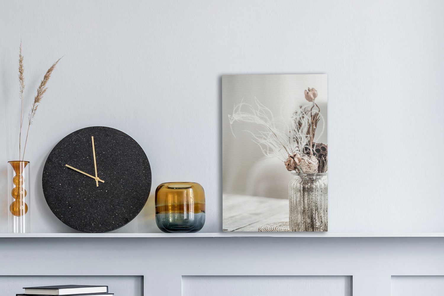 OneMillionCanvasses® Leinwandbild Topf - Getrocknete Blumen günstig online kaufen