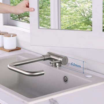 AuraLum pro Küchenarmatur 360° Vorfenster Falten Wasserhahn Küch Spültischarmatur Mischbatterie Gebürstet