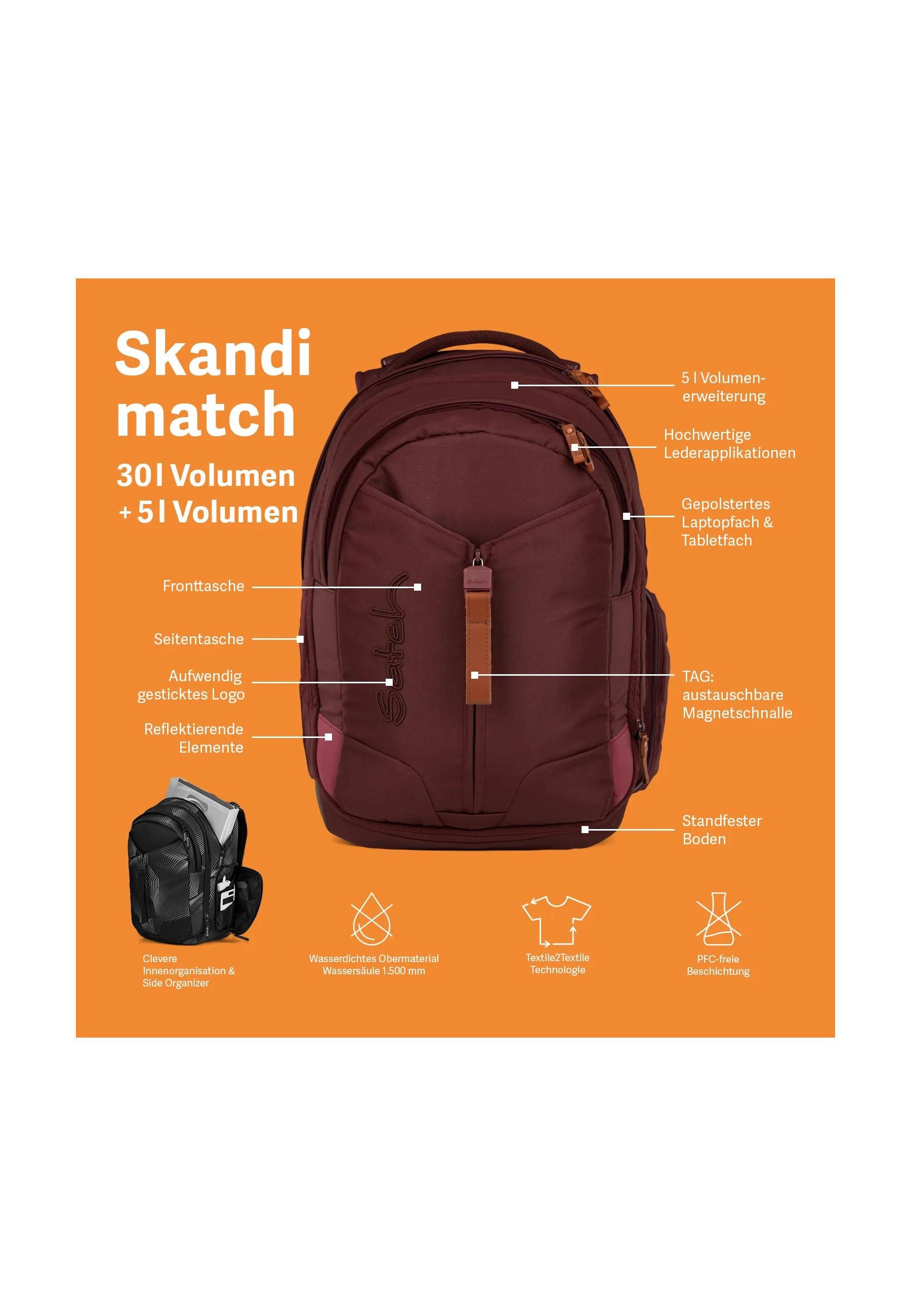 Satch Schulrucksack match (1-tlg), mit erweiterbarem Stauraum