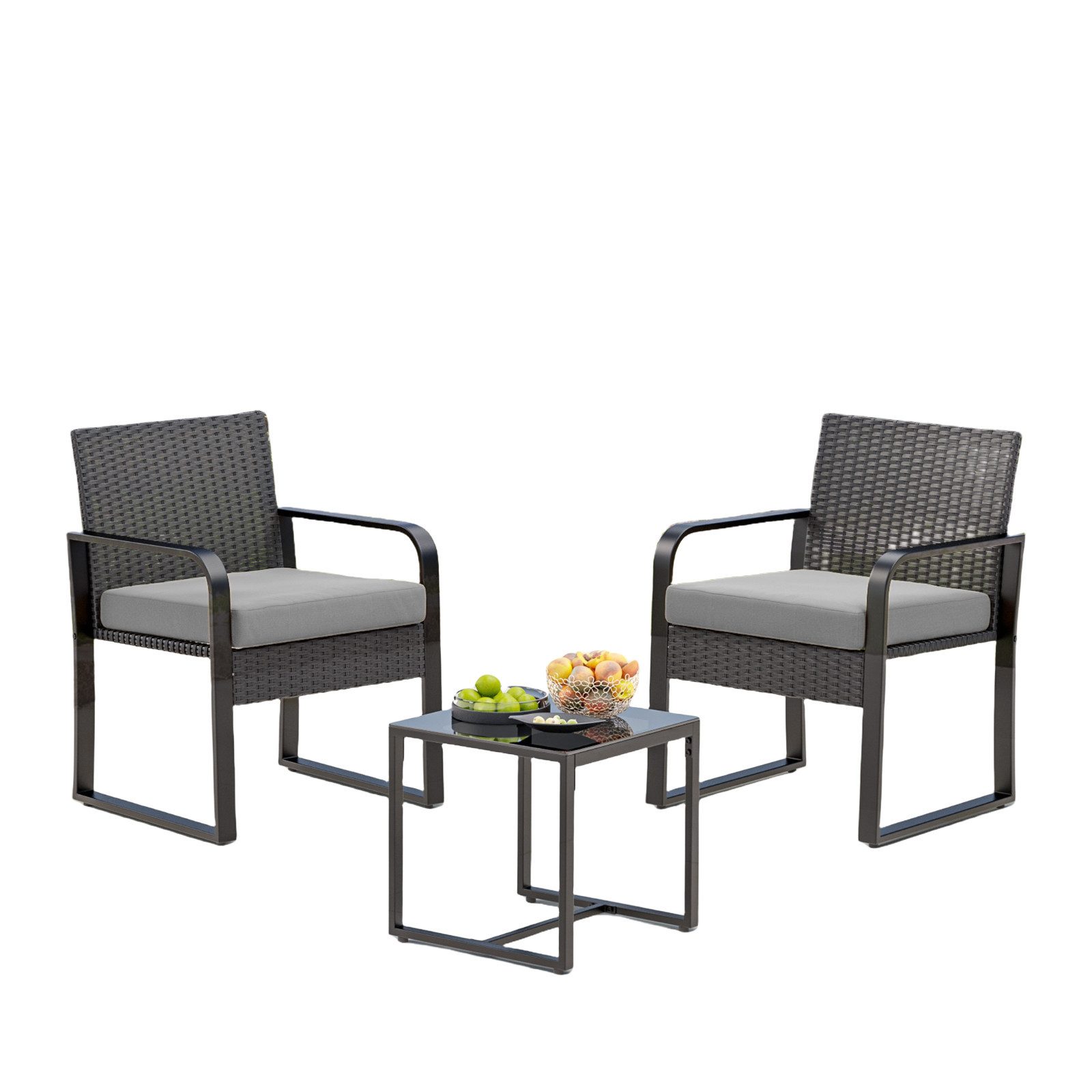Bealife Balkonset,Gartentisch- und Stuhlset für Entspannung im Fre,Set, 3-tlg, Mit bequemer Polsterung und hochwertiger Tischplatte