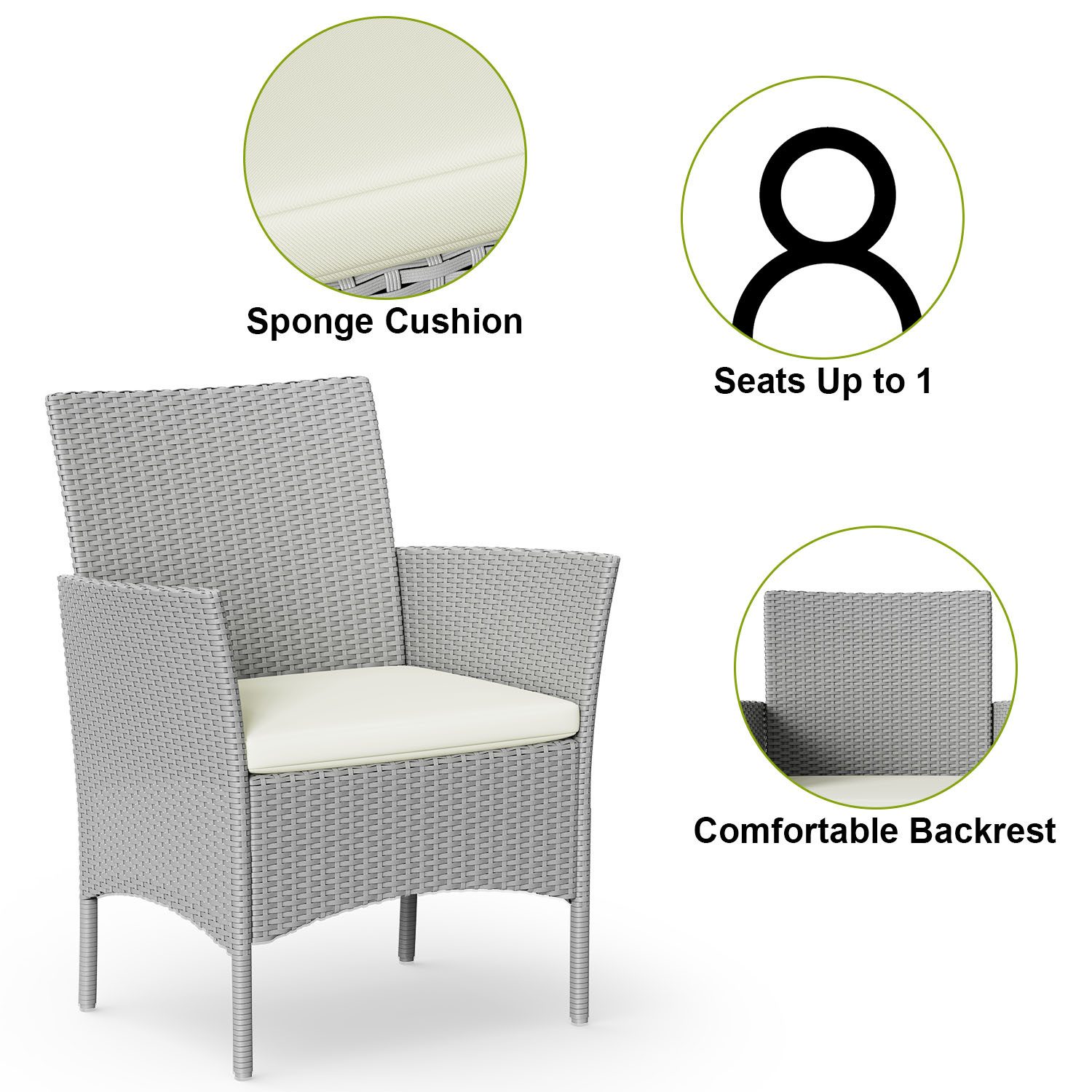 Gywowken Gartenlounge-Set 4-teilig - Wetterfeste Polyrattan Sitzgruppe für 4 Personen, (Set, 1 Sofa, 2 Sessel, 1 Tisch), Gartenmöbel-Set für 4 Personen, inklusive 1 Sofa, 2 Sessel, 1 Tisch