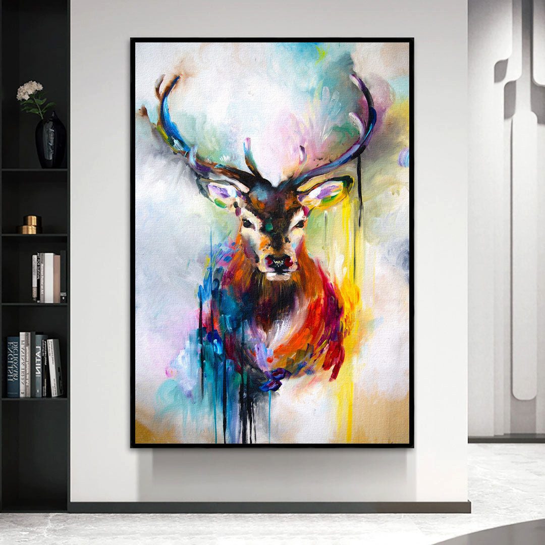 Next Level Canvas Wandbild Bunter Hirsch, günstig online kaufen