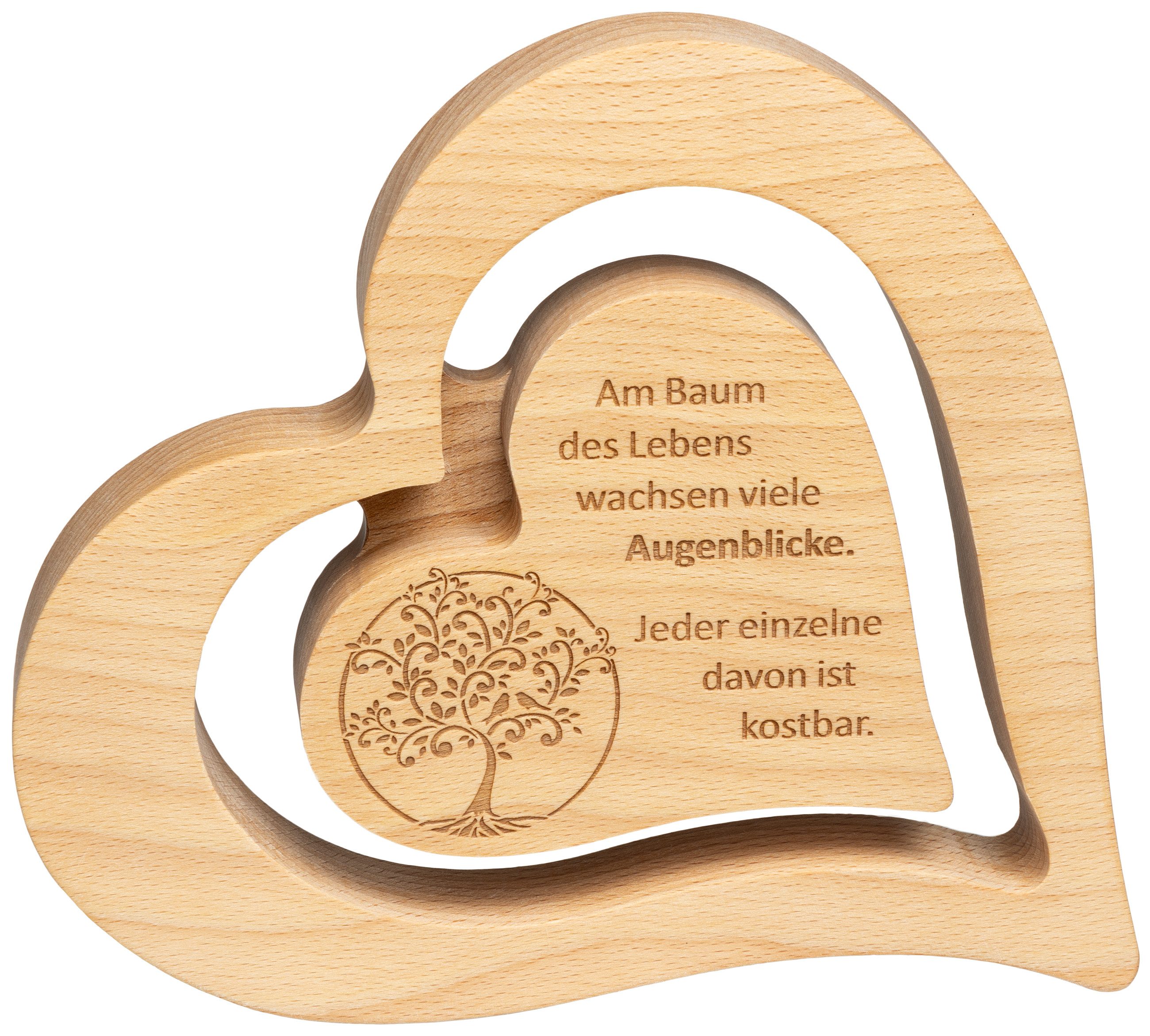 SIKORA Dekoobjekt DK29 XL großes Deko Holz Herz natur Lebensbaum Spruch zum Hinstellen