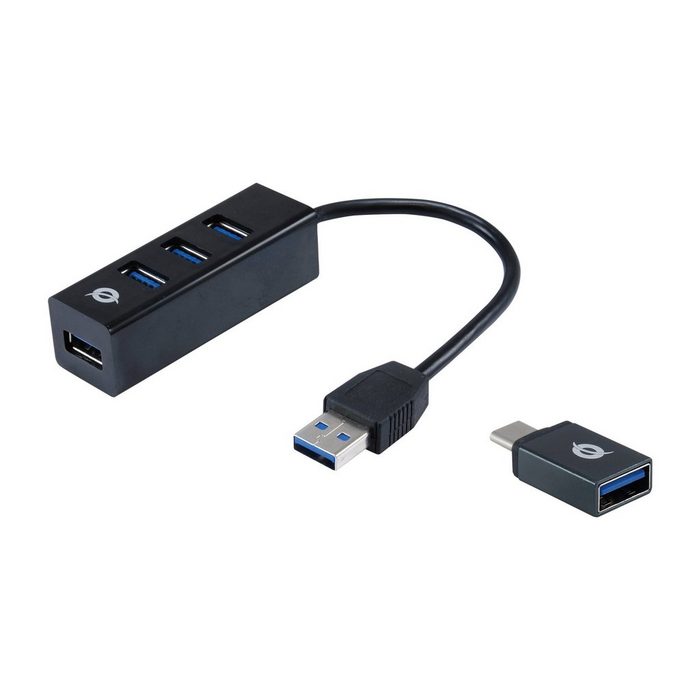 Conceptronic USB-Verteiler USB-Hub 4Port USB3.0 -> USB 3.0 +USB-C Adapter