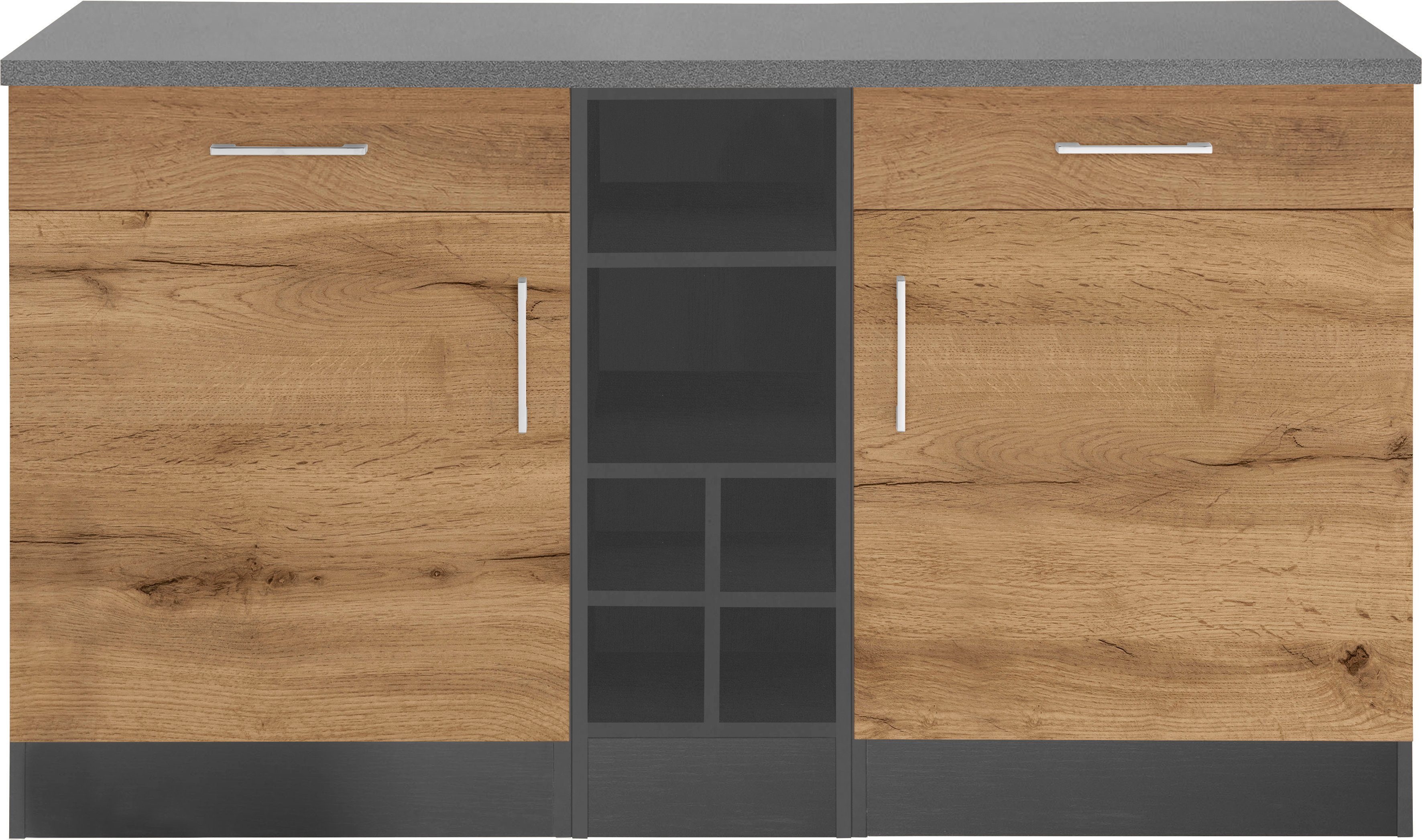 KOCHSTATION Unterschrank KS-Colmar 150 cm breit, 2 Schubkästen, 2 Türen, 6 Fächer, für viel Stauraum