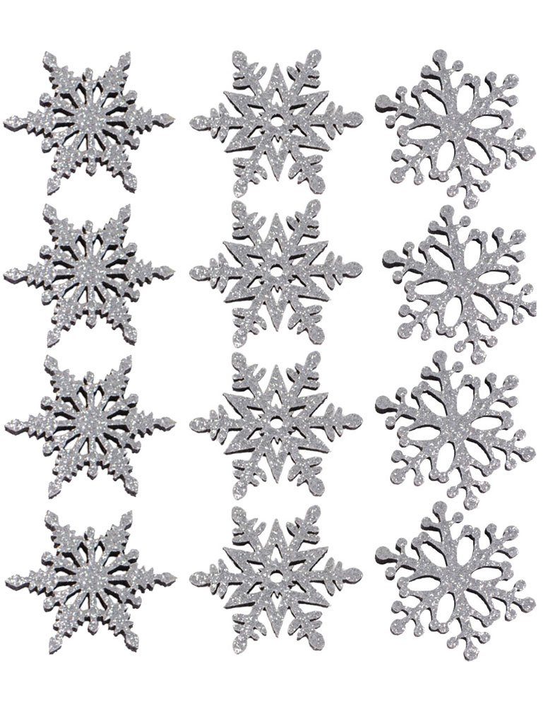 RIFFELMACHER & WEINBERGER Konfetti 3D Filz Streudeko mit Glitter ca. 4cm 70092 - Silber - Weihnachtsdekoration Tischschmuck Schneeflocken