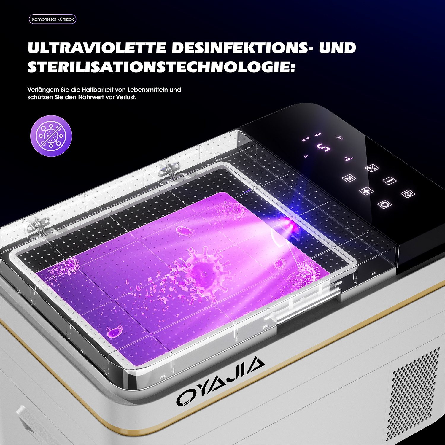 oyajia Kühlbox Kompressor Kühlbox 31L, APP-Steuerung und Großem Display, 12V/24V, 31 l, Kühlbox Elektrisch, bis -20 °C für Auto, Lkw, Boot, Reisemobil,Camping