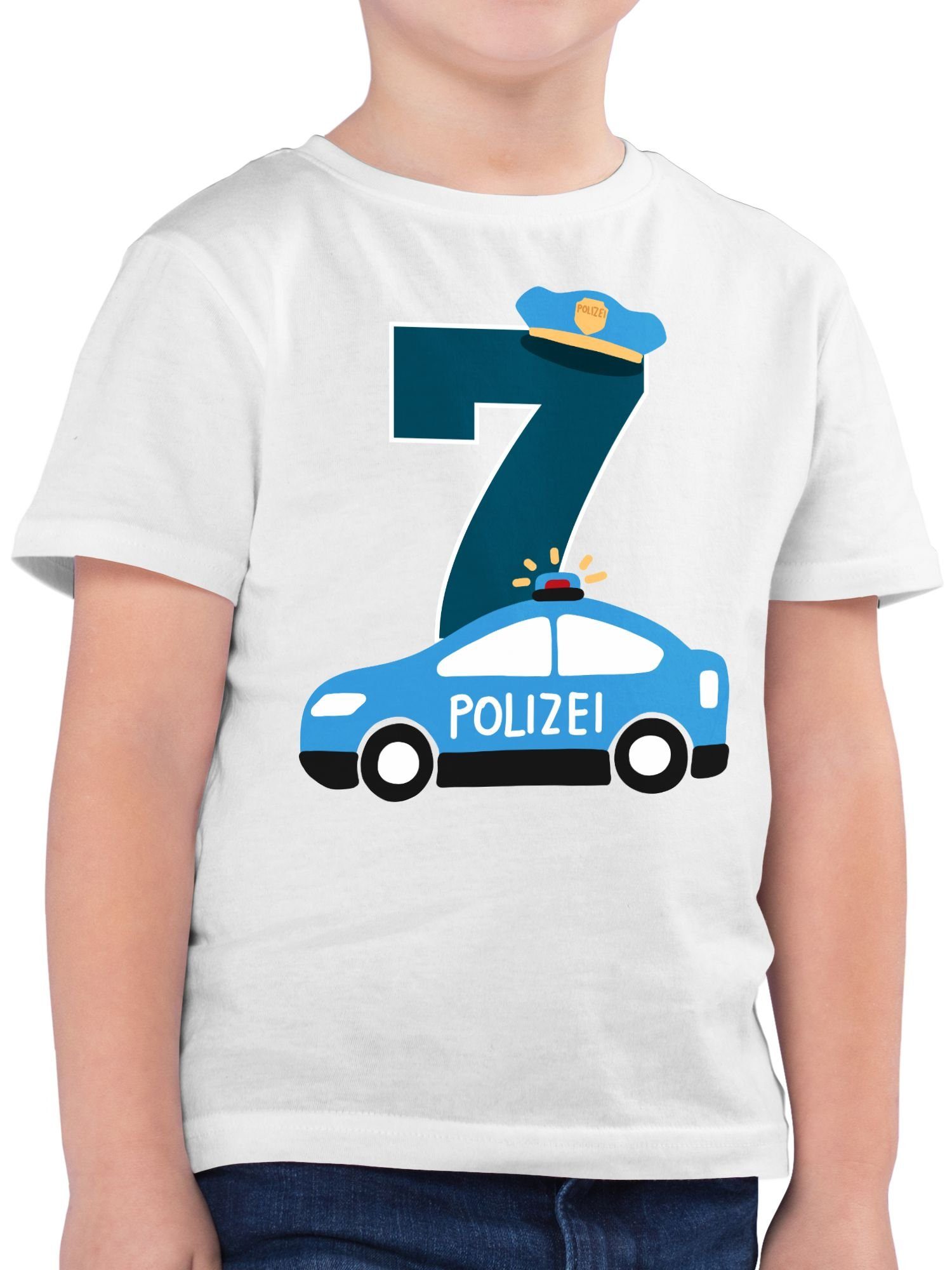 Shirtracer T-Shirt Polizei Siebter 7. Geburtstag 3 Weiß