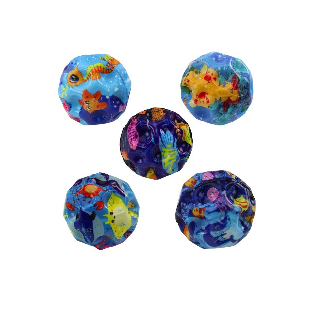 LEAN TOYS Hüpfball Flummi Knautschball Leuchtball, (Spar-Set, 1-tlg., 7 cm leuchtend), leuchtend, Grübchen-Struktur, Meerestiere, 7 cm