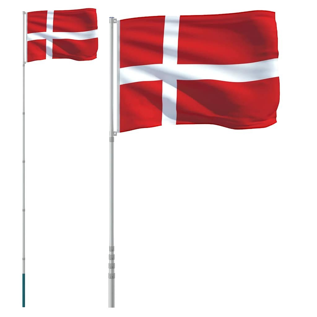 Flagge Flagge Dänemarks mit Mast 5,5 m Aluminium