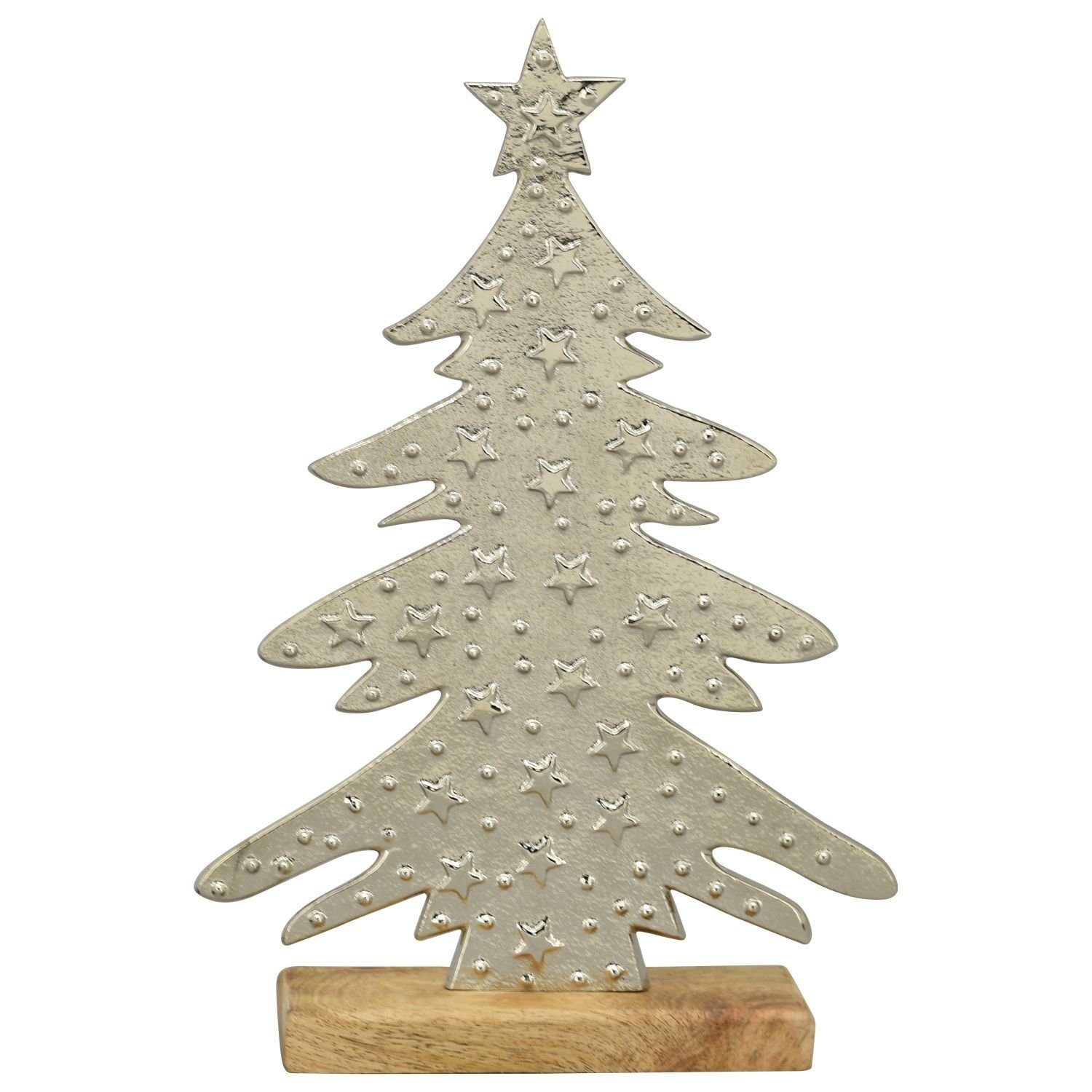 Weihnachtsfigur Baum Puri - Holz/Aluminium - 20,5x5x30,5 cm