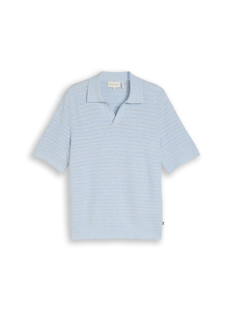 TOM TAILOR Strickpullover knit polo with linen mix