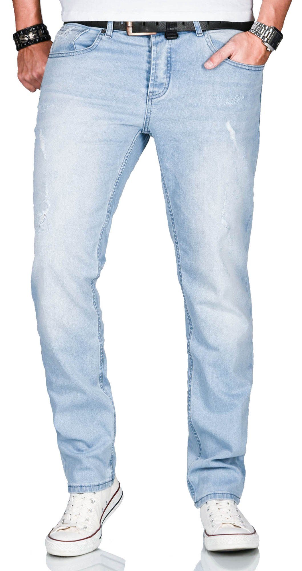 Alessandro Salvarini Slim-fit-Jeans ASCatania mit used look Effekt und mit 2% Elasthan AS-161 - Hellblau Used