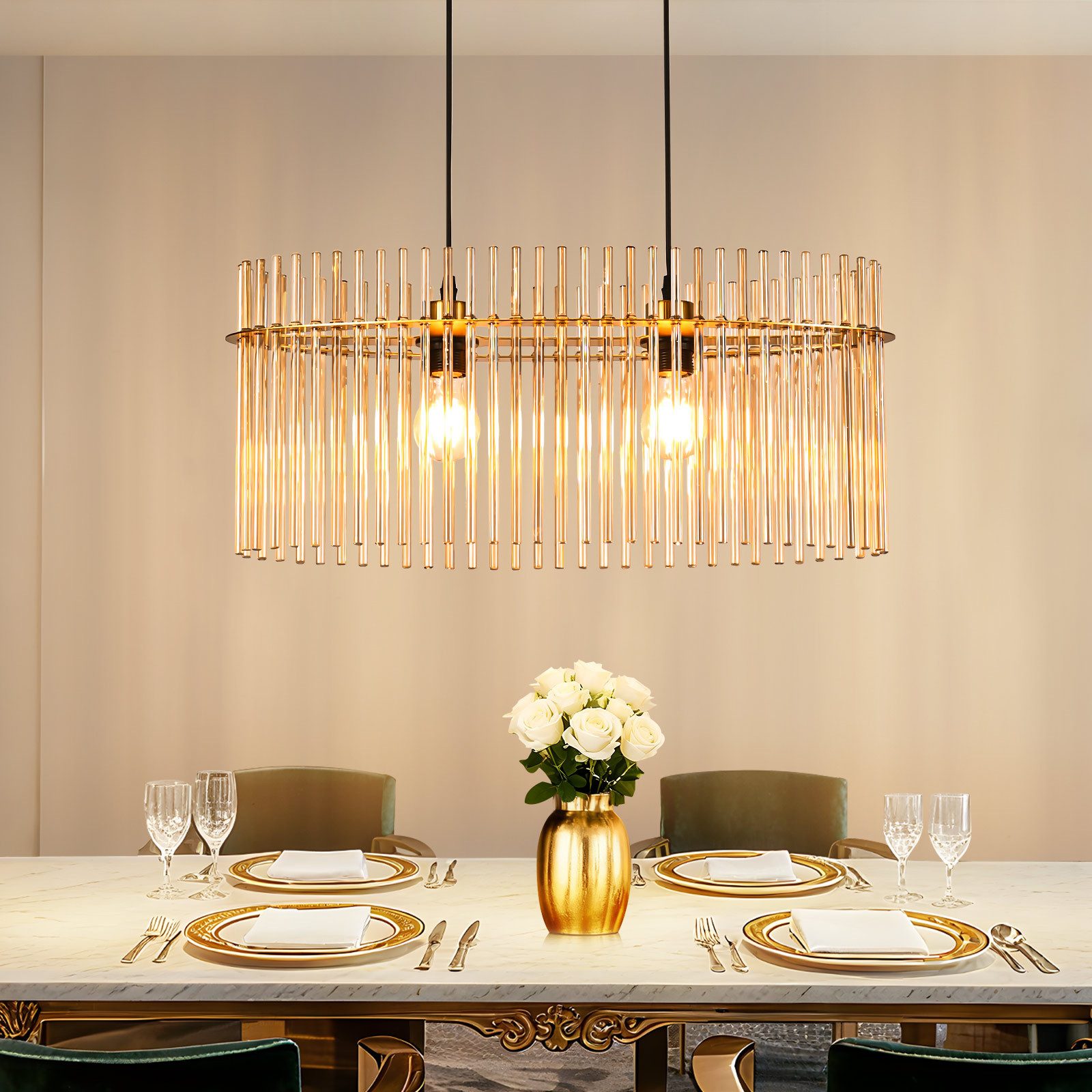 Nettlife Pendelleuchte Retro Schwarz/Gold 2 Flammig- günstig online kaufen