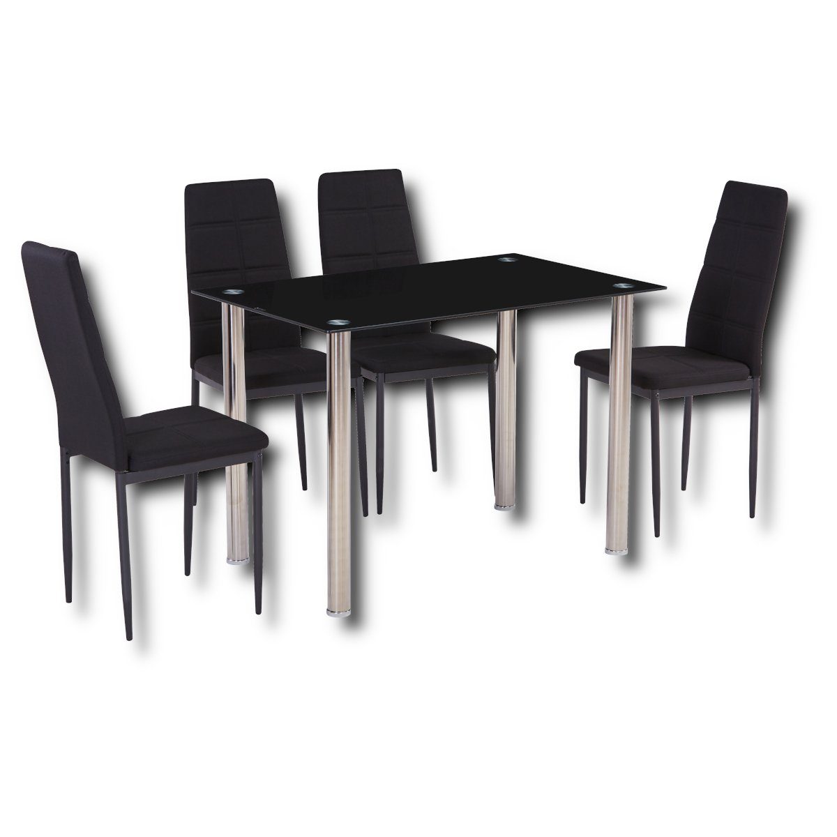 Schwarz Esstisch-Set Küchentisch Esszimmergruppe Stühlen 5-teiliges Essgruppe 4 mit HOOZ