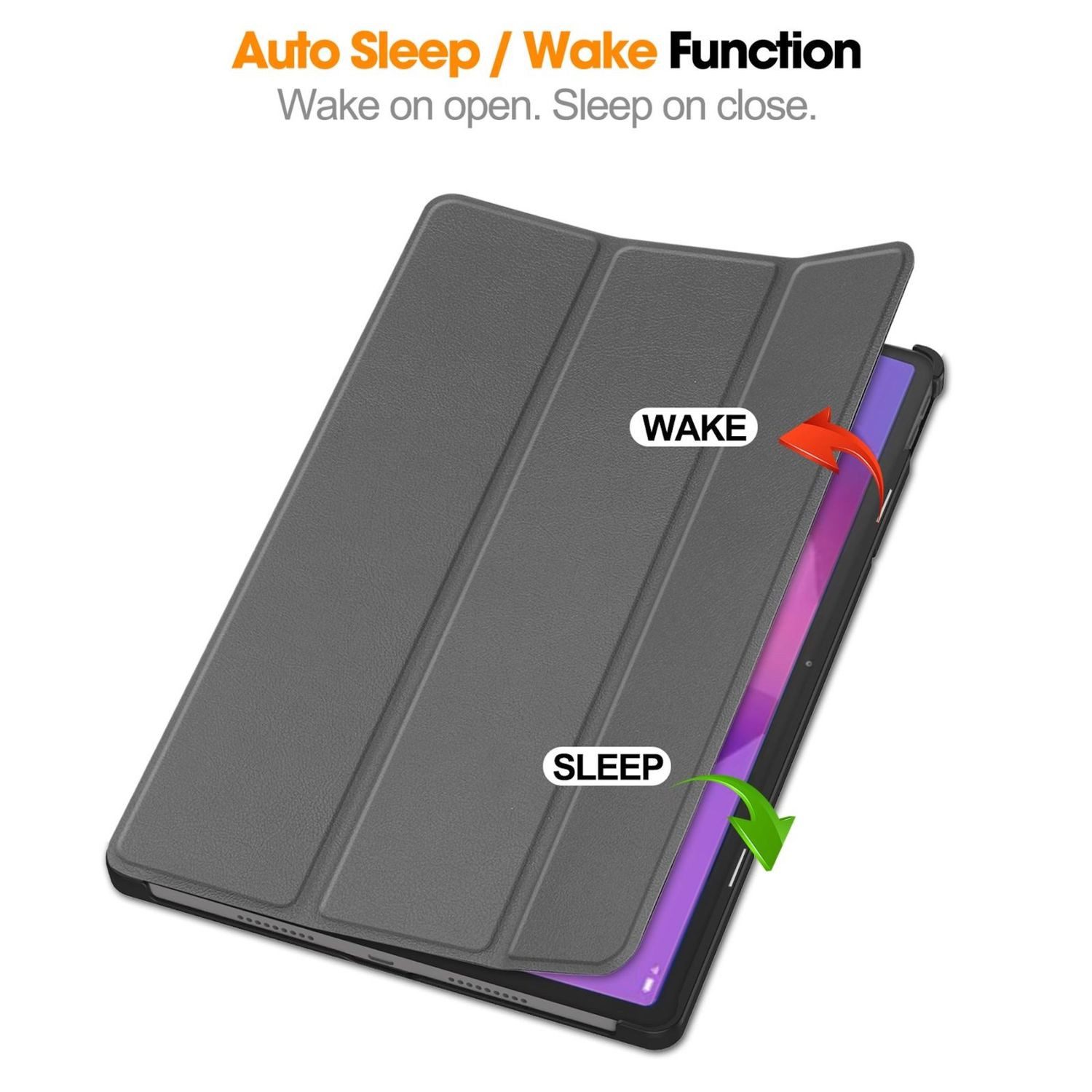 Wigento Tablet-Hülle Für Lenovo Idea Tab Pro 3folt Wake UP Smart Cover Tasche Hülle Grau, 3-Fach Halterung, Kratzfest, Leicht