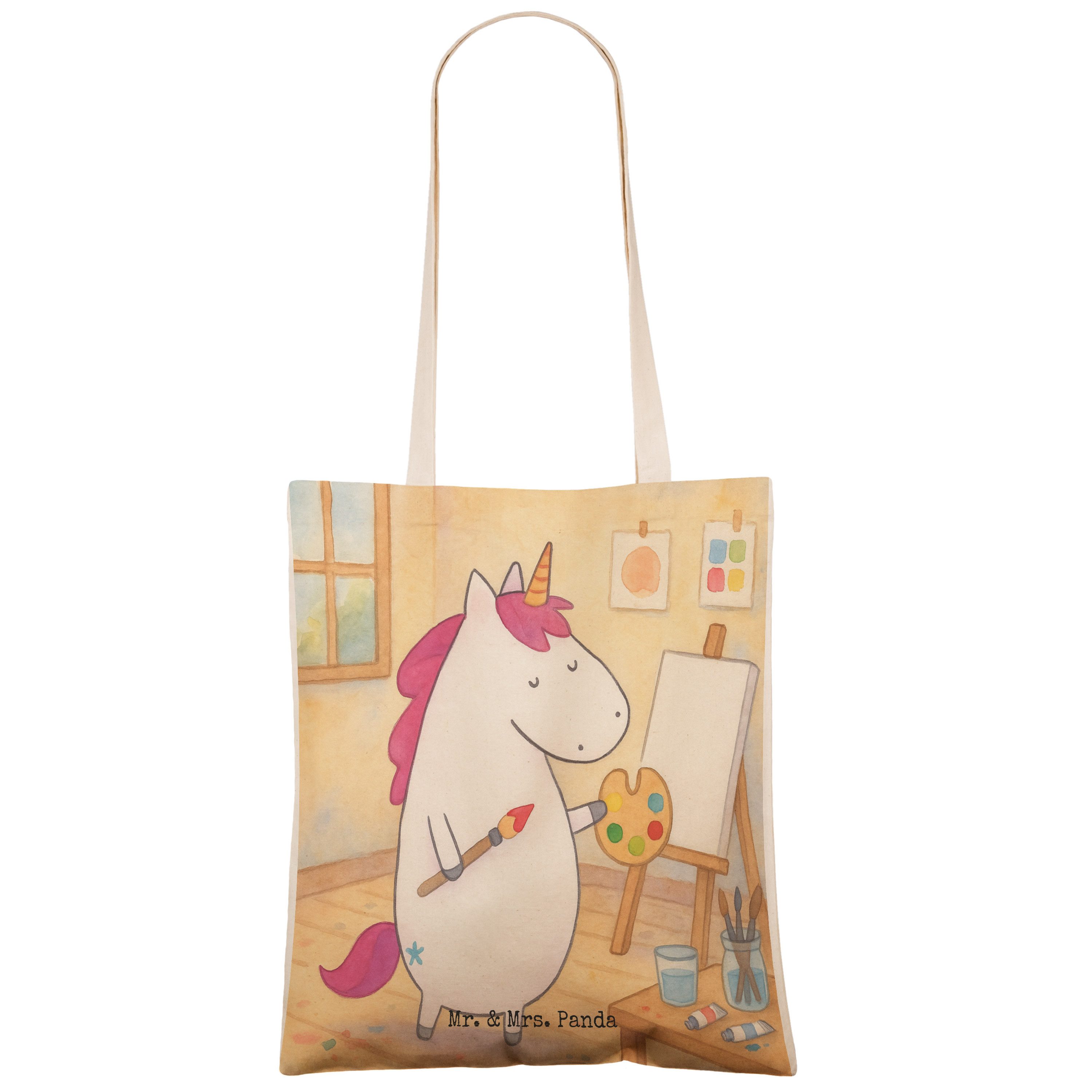 Mr. & Mrs. Panda Tragetasche Einhorn Künstler Design, einkaufsshopper, Weiß, Tote Bag, Stofftraget (Packung), Stift Einkaufstasche Shoppingbag