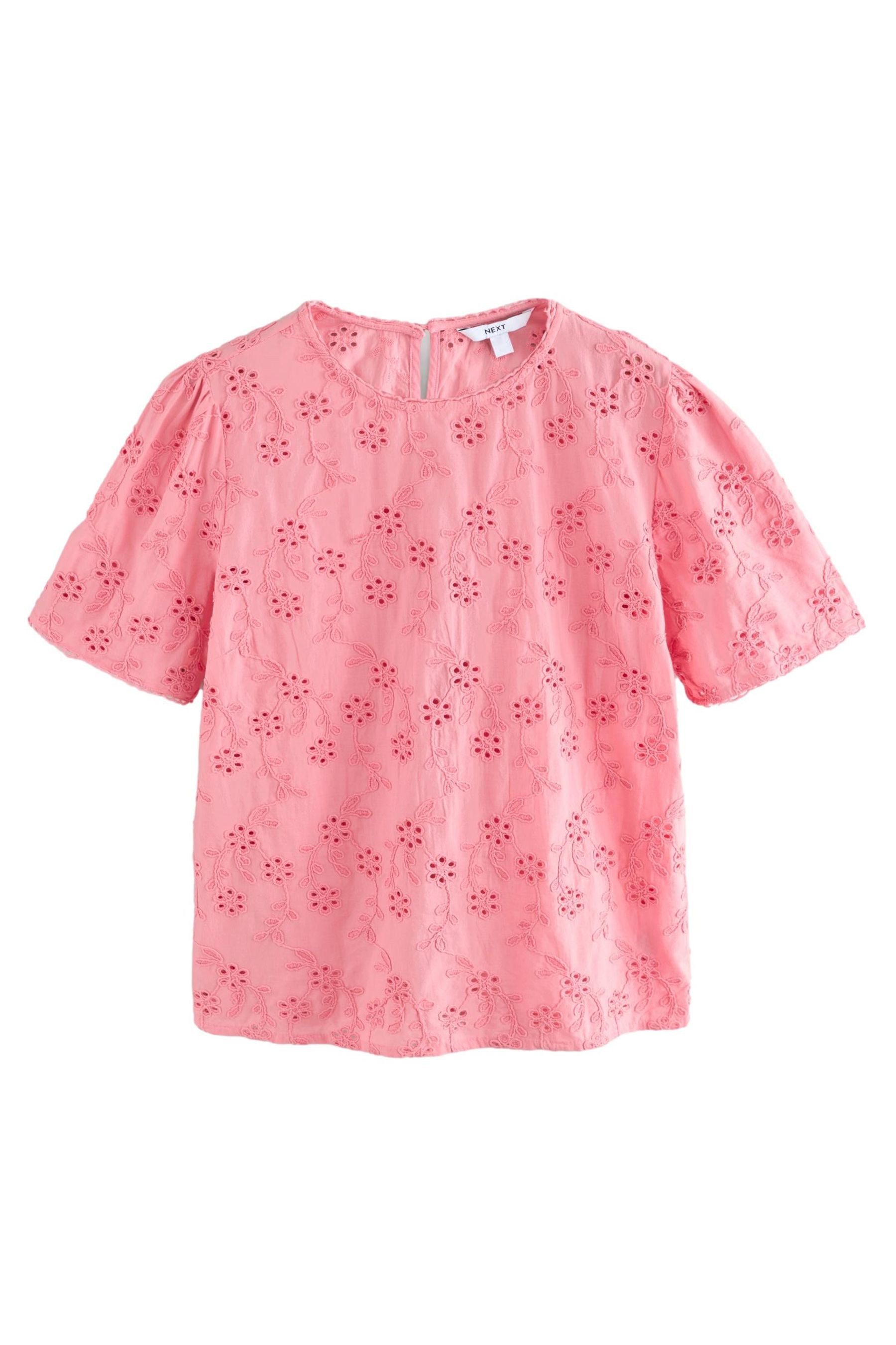 Next Blusenshirt Kurzarmbluse Blumenstickerei 100% Baumwolle (1-tlg) günstig online kaufen