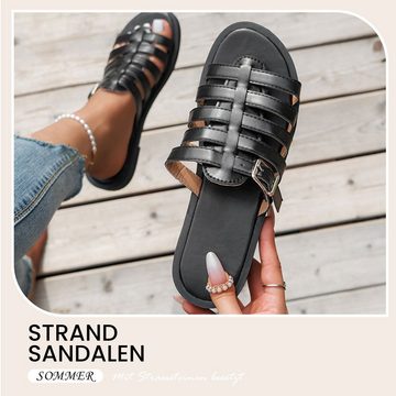 Daisred Hausschuhe Flache Sandalen Pantolette Outdoorsandale Slides Sandale