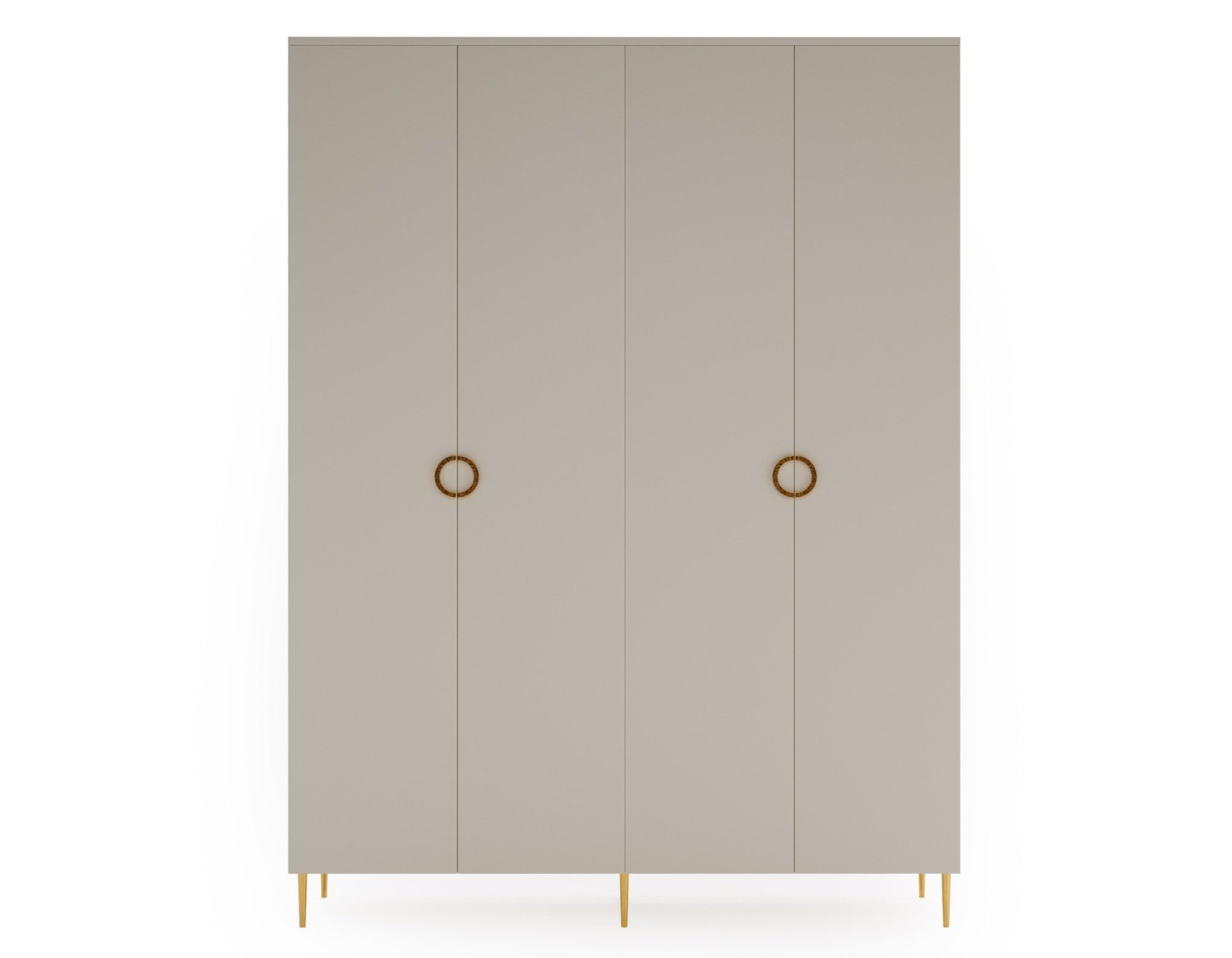 MOEBLO Drehtürenschrank VALERIA B04 (Kaschmir, Glamour Schrank mit 2 Schubladen, Metallgriffe & Füße in Gold, Elegantes Schlafzimmer‑ & Ankleidemöbel, Kleiderschrank Schrank Garderobe Schlafzimmer Drehtürenschrank) (BxHxT): 180x240x52 cm