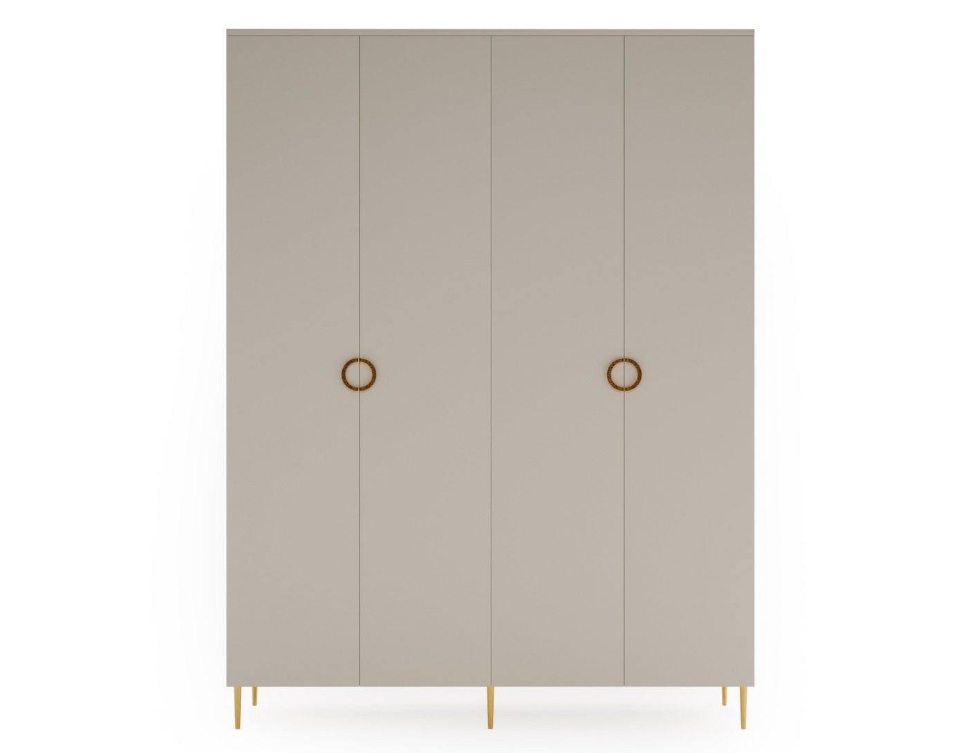 MOEBLO Drehtürenschrank VALERIA B04 (Kaschmir, Glamour Schrank mit 2 Schubladen, Metallgriffe & Füße in Gold, Elegantes Schlafzimmer‑ & Ankleidemöbel, Kleiderschrank Schrank Garderobe Schlafzimmer Drehtürenschrank) (BxHxT): 180x240x52 cm