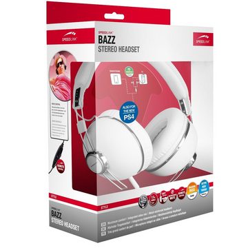 Speedlink BAZZ Over-Ear Headset + Mikrofon 3,5mm Klinke Headset (Integrierte Kabelfernbedienung mit Lautstärkeregeler, Mikrofon-Stummschaltung, auch passend für PS5 PS4 Xbox Series X/S One, Stereo, Kopfhörer Handy MP3 Hifi)
