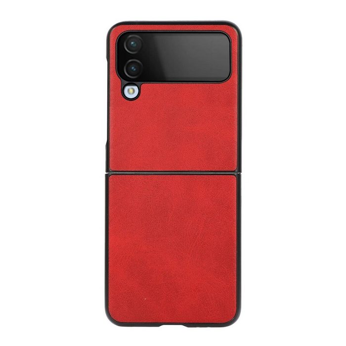 Wigento Handyhülle Samsung Galaxy Z Flip4 5G Struktur Kunststoff Cover Handy Tasche Hülle Etuis Rot