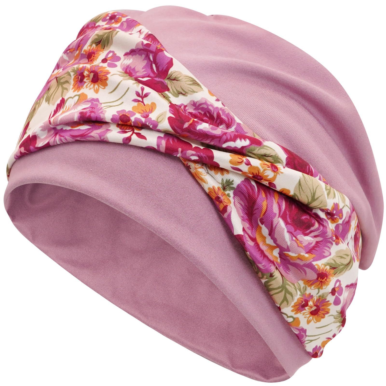 nsihing Turbanmütze Turbanmütze Damen, Boho Blumenmuster, Elastische Kopfbedeckung Weich, Atmungsaktiv & Bequem für Alltag und Freizeit