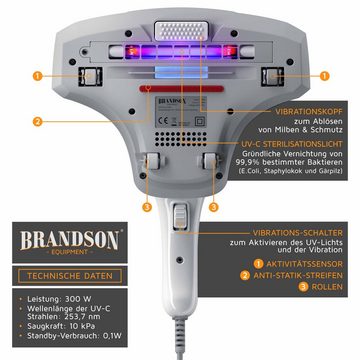 Brandson Matratzenreinigungsgerät, 300 W, beutellos, UV-C Sterilisation, Milbenstaubsauger ideal für Allergiker