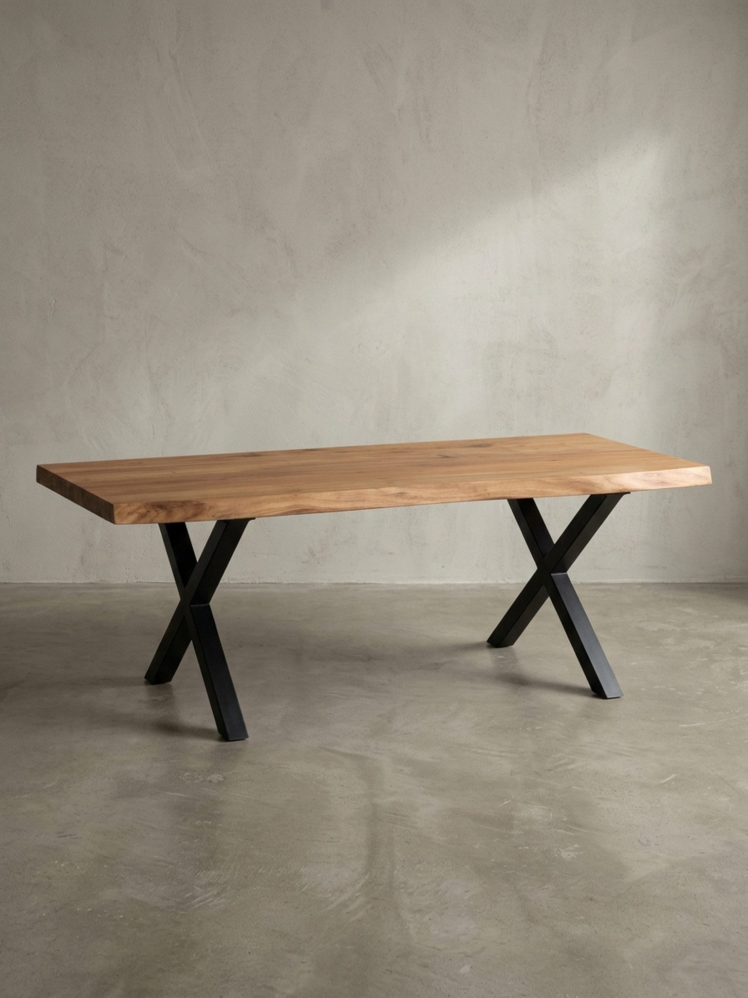 Couchtisch Couchtisch 120x60x46 cm Akazie Massivholz / Metall Baumkante, Design