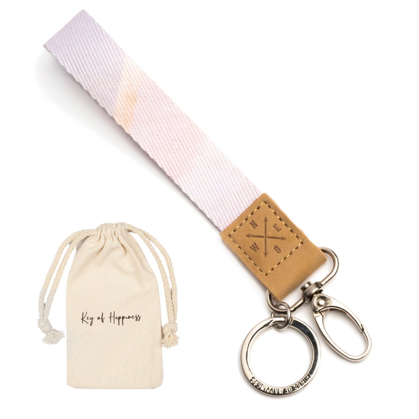 Things of Happiness Schlüsselanhänger Schlüsselband kurz mit Schlüsselring und Karabiner, kurzes Lanyard, Geschenk