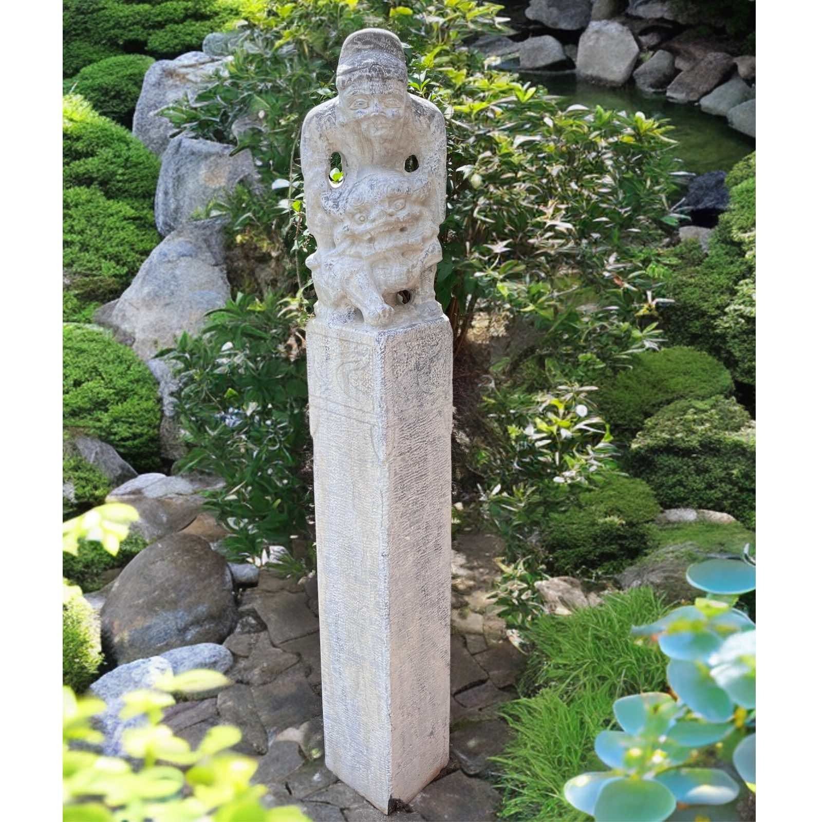 Naturstein 152cm Asiatischer Asien groß Wächterlöwe Gartenfigur LifeStyle Tempelwächter
