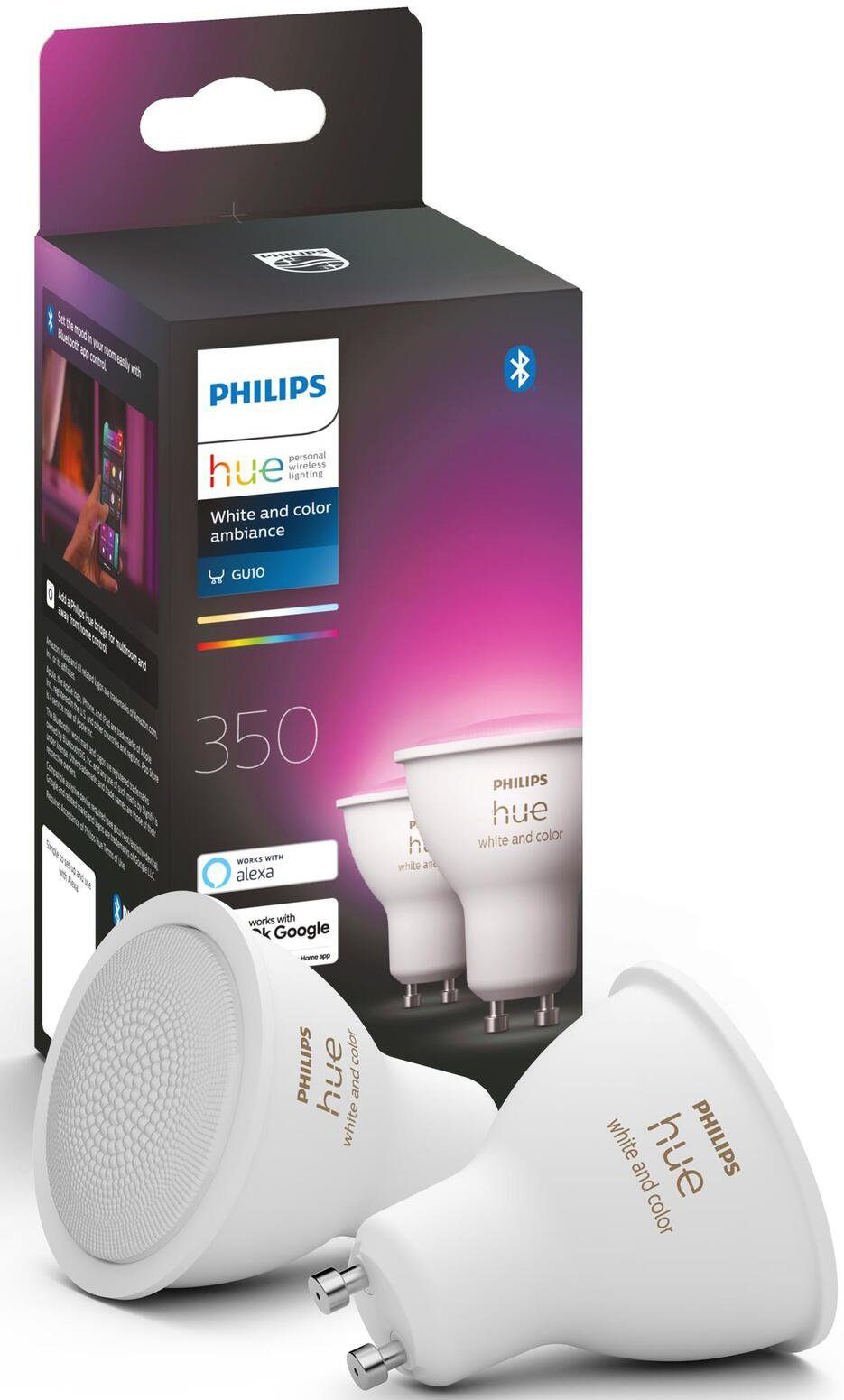 Amb., GU10, Philips Starter-Set, Hue Netzteil, & Philips White Hue Ethernet-Netzwerkkabel Color LED-Leuchtmittel Farbwechsler, Bridge,