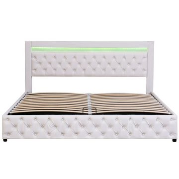 Celya Polsterbett 180 x 200 cm LED Funktionsbett mit flachen Nudeln und Stauraum, Lagerung unter dem Bett, Tufting