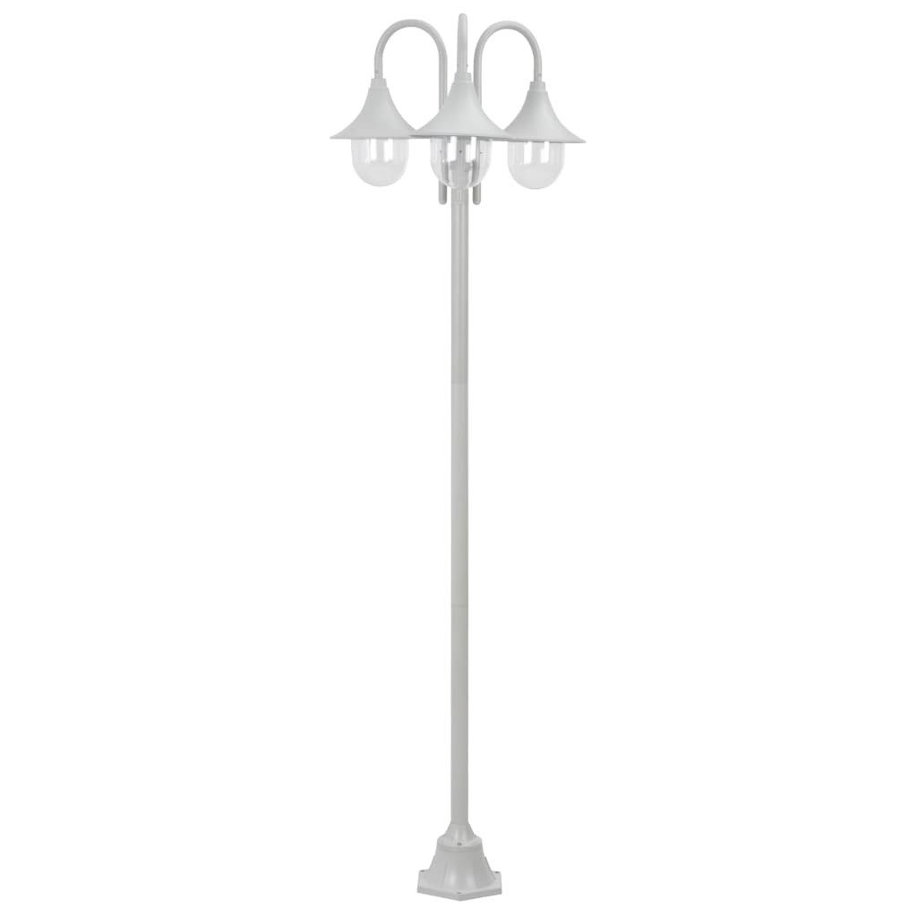 vidaXL Pollerleuchte Garten-Pollerleuchte E27 220 cm Aluminium 3-Laterne Weiß