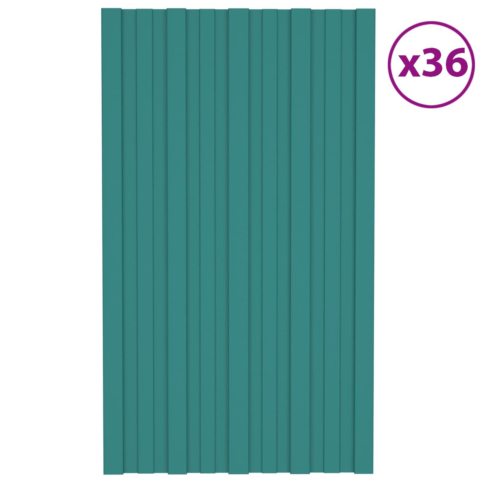 vidaXL Terrassendach Dachpaneel 36 stk. Grün 80 x 45 cm Verzinkter Stahl, (36-St)