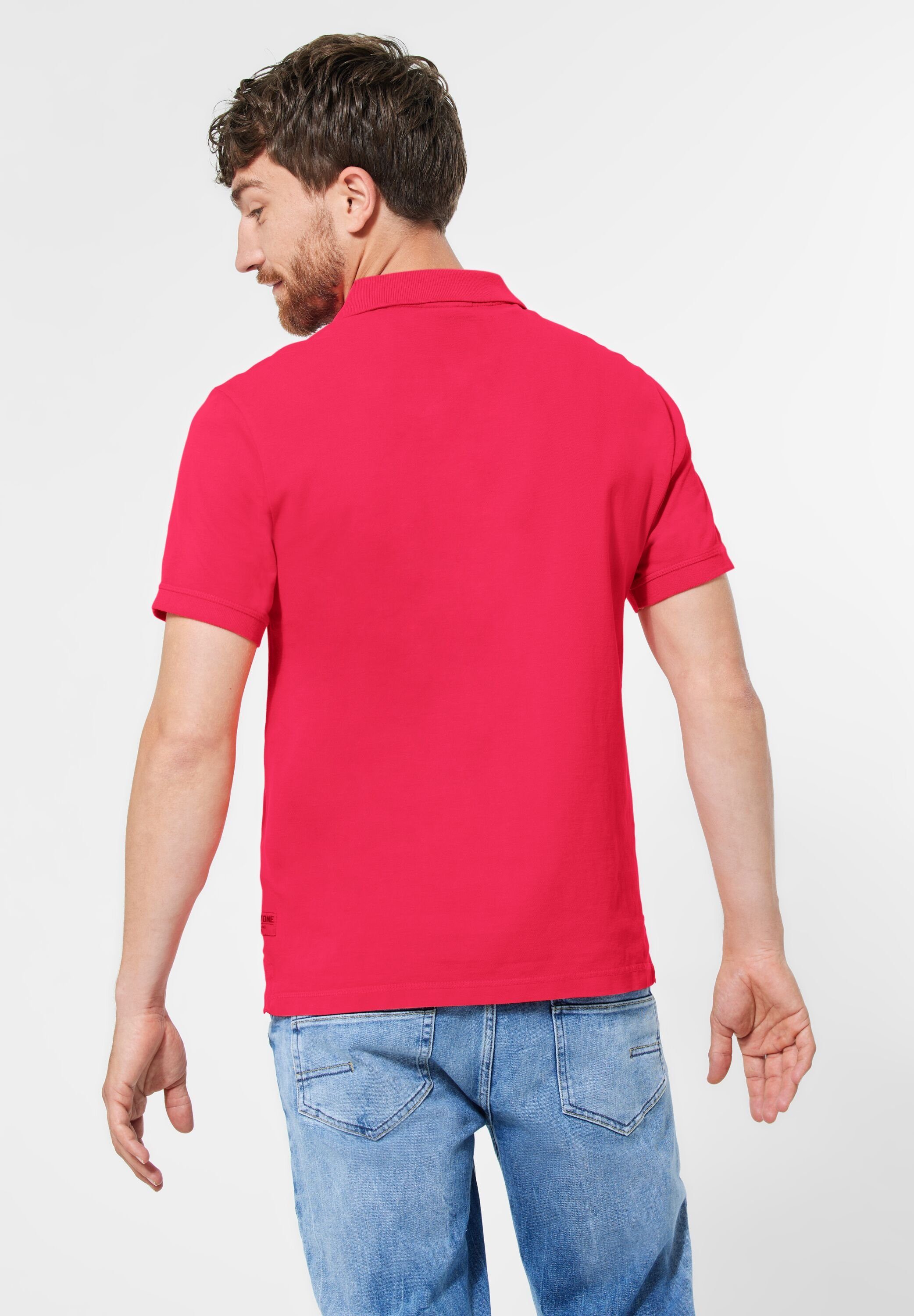 red MEN Poloshirt ONE mit STREET Piqué-Struktur hibiscus
