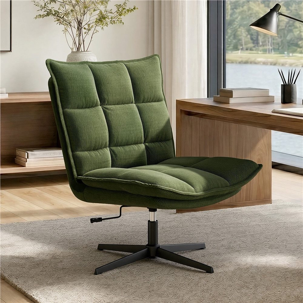 Yaheetech Drehstuhl mit 4-fach verstellbarer Rückenlehne & 70 cm breiter Sitzfläche, Polstersessel Loungesessel, ohne Armlehne, Sitzhöhe verstellbar