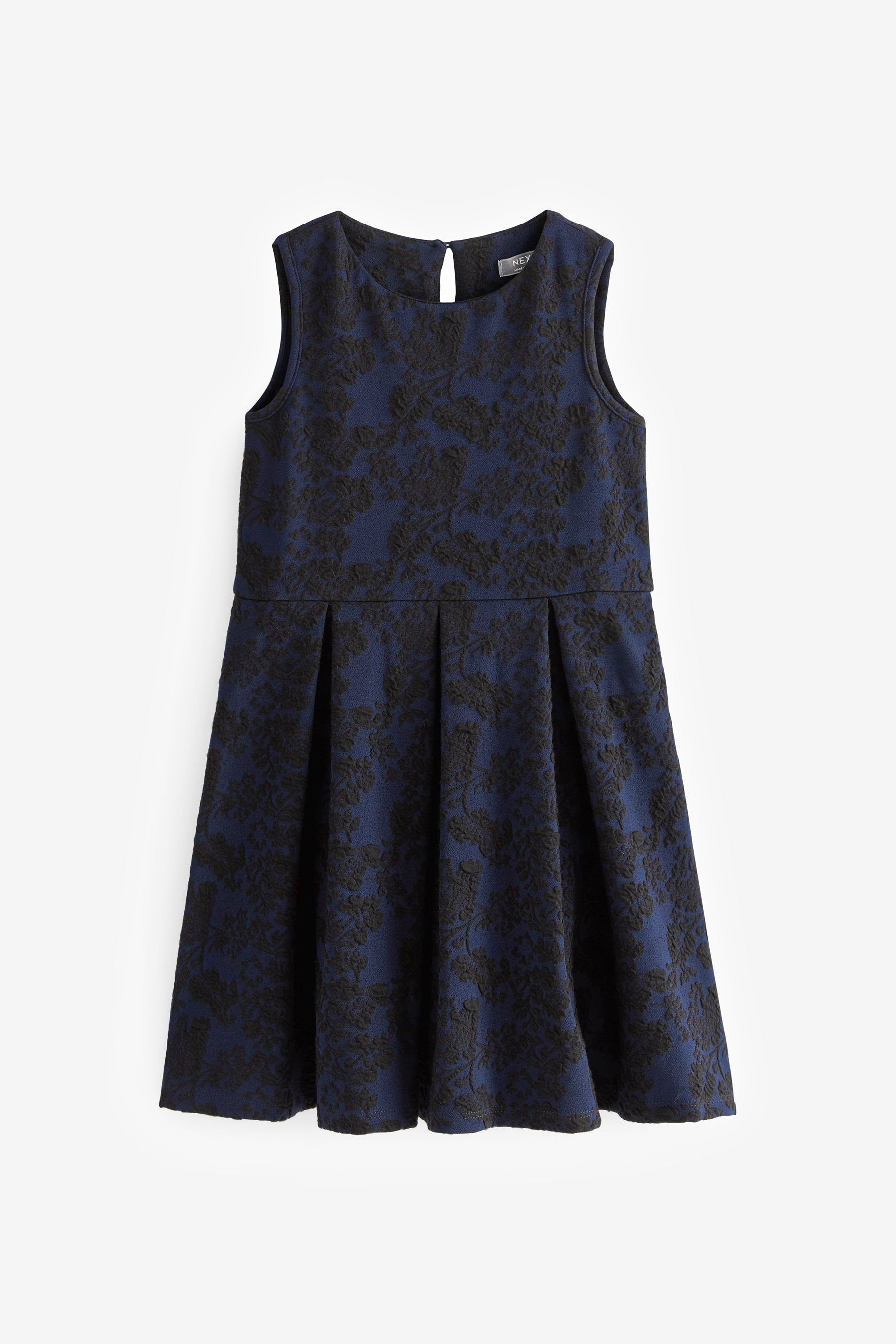 Strukturiertes Next (1-tlg) Jersey-Jacquardkleid Blue/ Navy Floral Jerseykleid Black