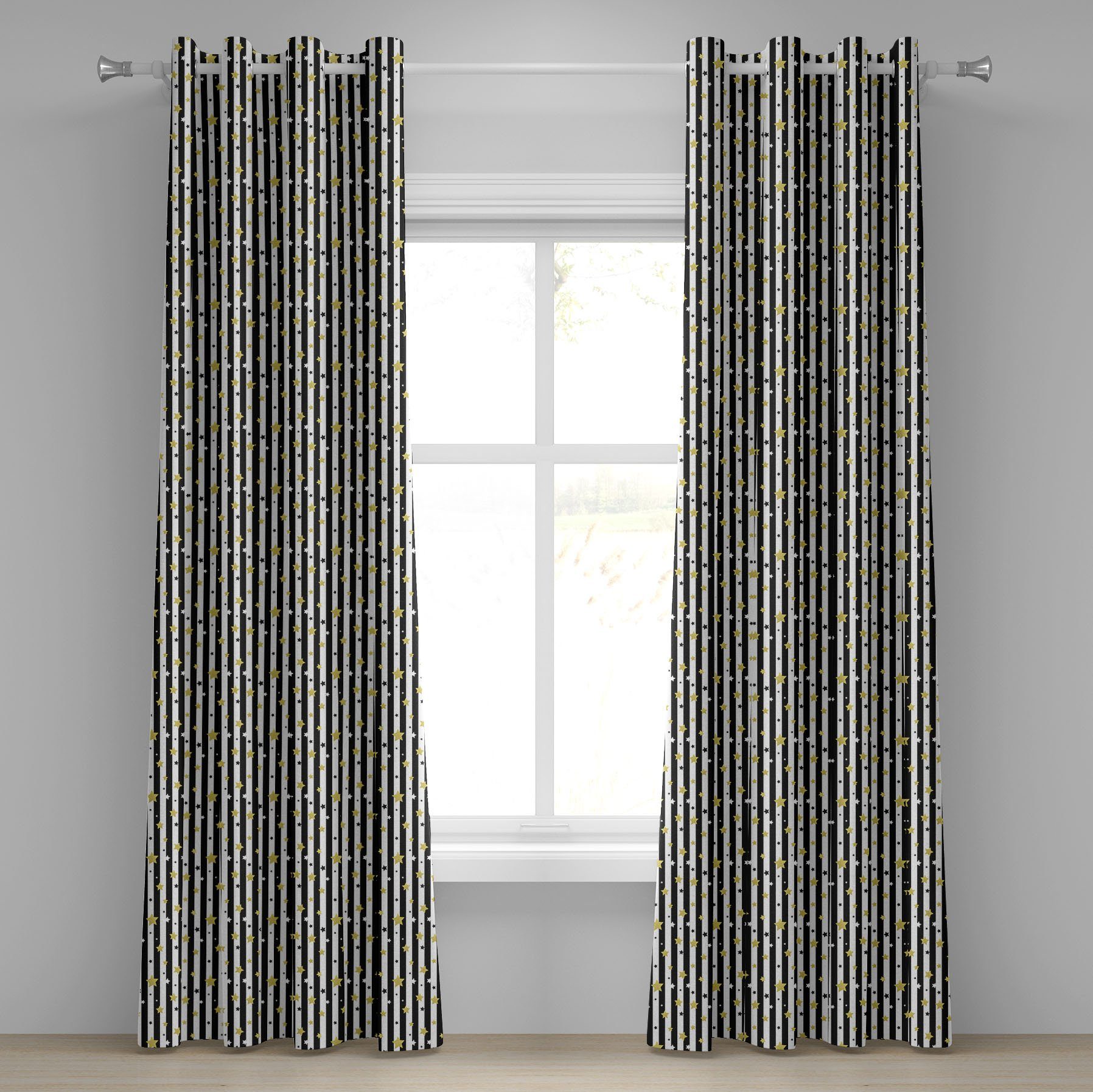 Gardine Dekorative 2-Panel-Fenstervorhänge für Schlafzimmer Wohnzimmer, Abakuhaus, Gestreift Vertikale Linien Sterne