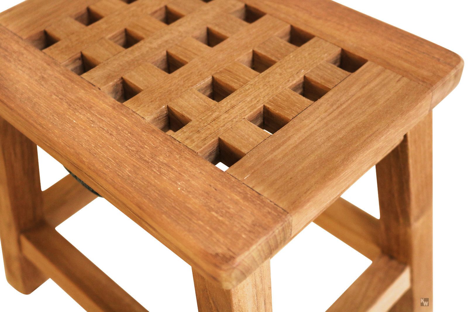 Kai Wiechmann Badhocker Holz Beistelltisch Loretta Premium, Massivholz Hocker, ohne sichtbare Schrauben, dekoratives Muster