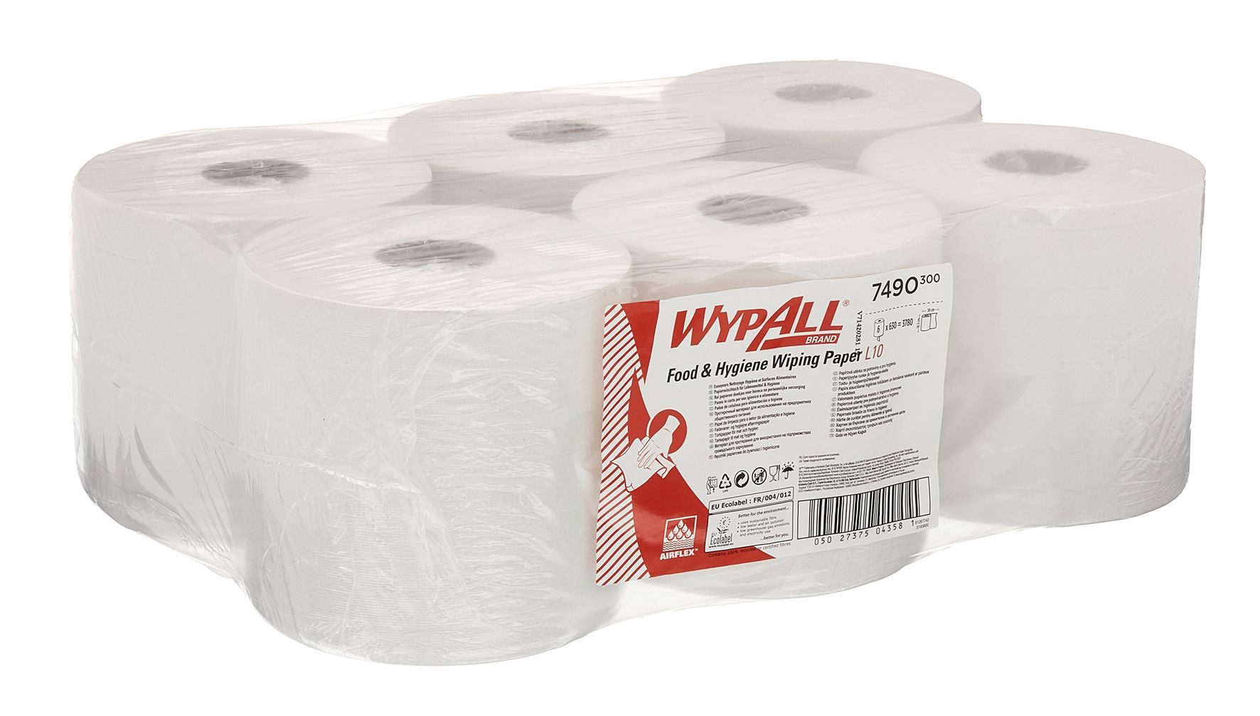 Wypall Wischtuchpresse 7490 Wischtuch L10 EXTRA Großrolle - 1-lagig weiß 1 Rolle x 630 Tücher
