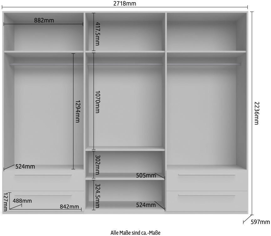 OTTO home Kleiderschrank Piano, UV lackiert, hochglänzend in beige oder weiß, FSC-zertifiziert (mit 4 Schubladen) 272 oder 317cm breit, Höhe 224cm, mit Soft-Clo – Bild 5 von 5