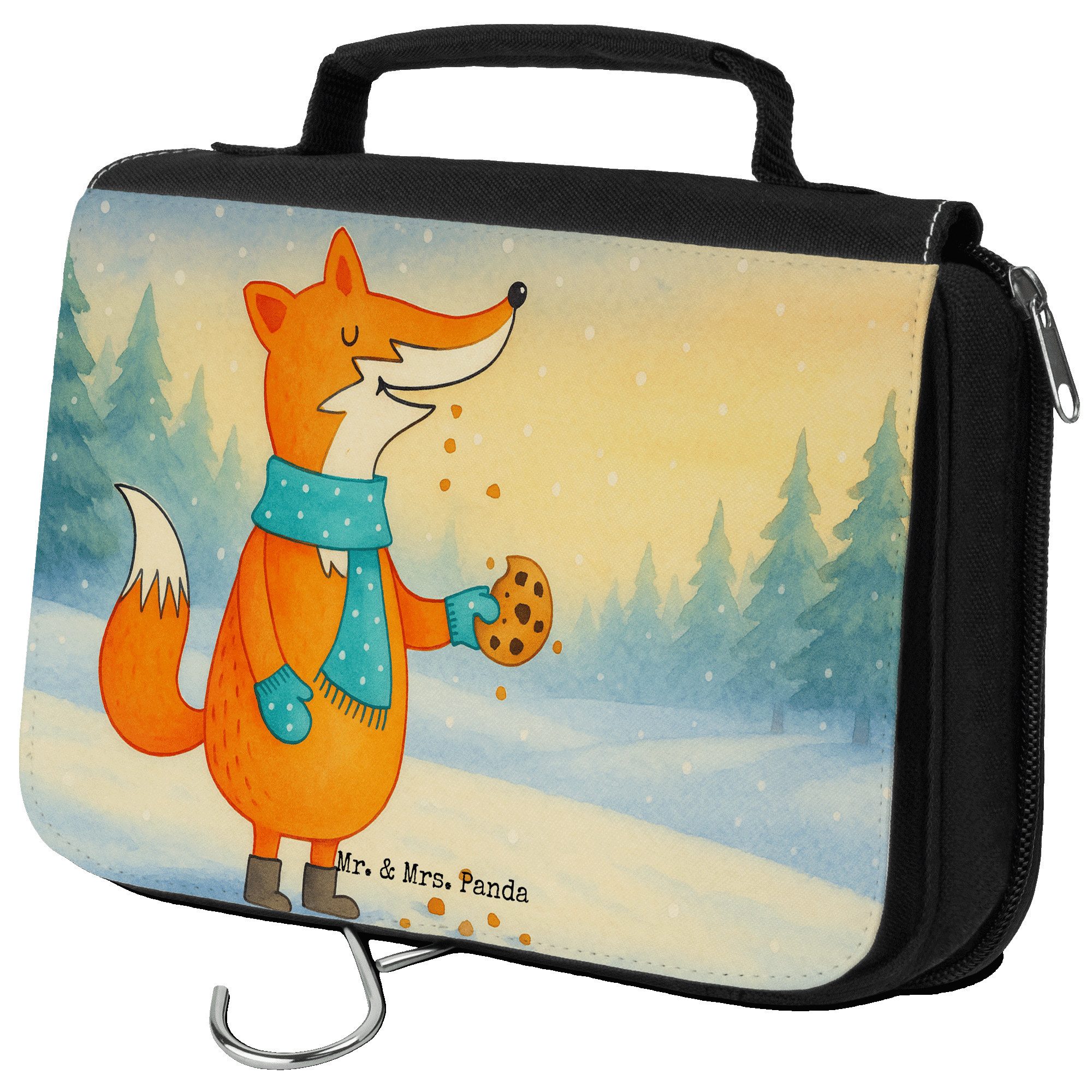 Kulturbeutel Fuchs Keks Design, Kulturtasche, Weiß, Waschbeutel, Frieren, hygieneb