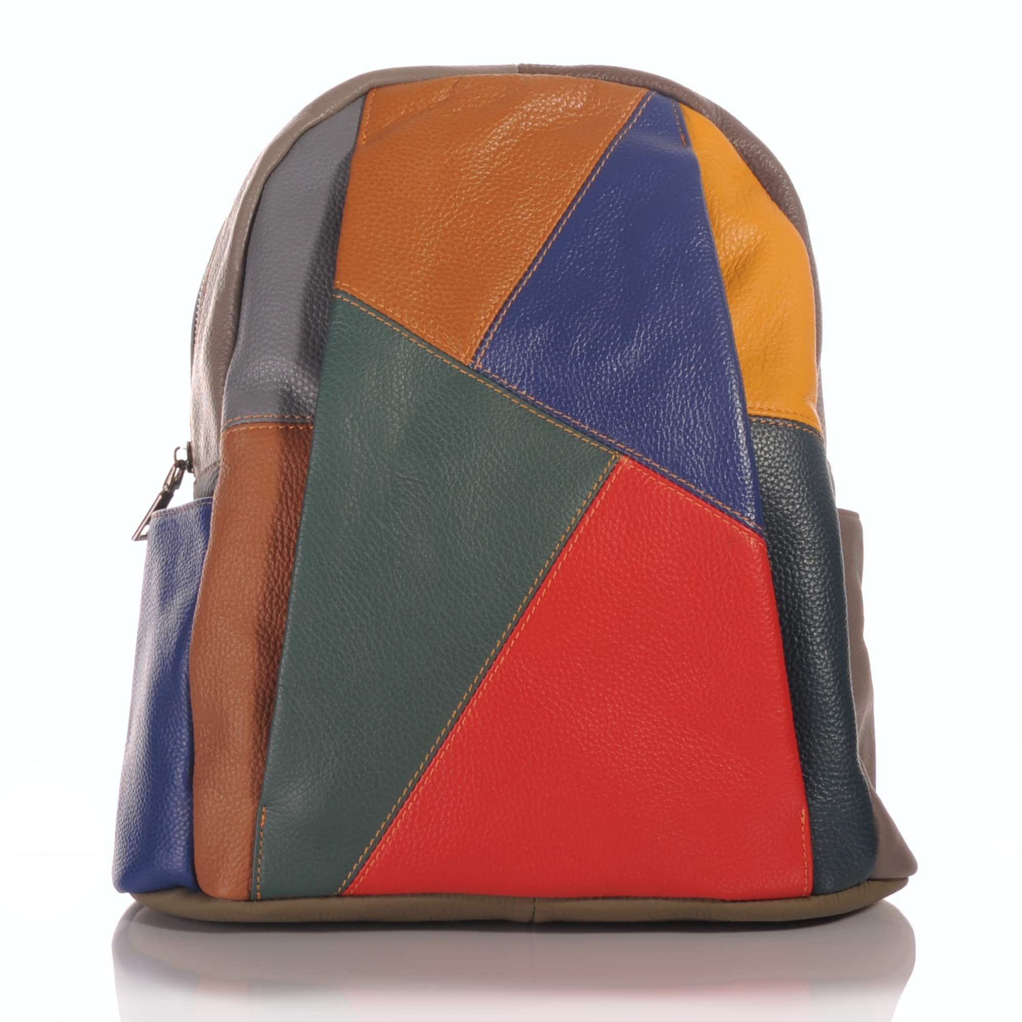 KMISSO Henkeltasche Handgefertigter City Backpack Pachwork Rucksack Italien Leder bunt 306 (1-tlg), im eleganten Look