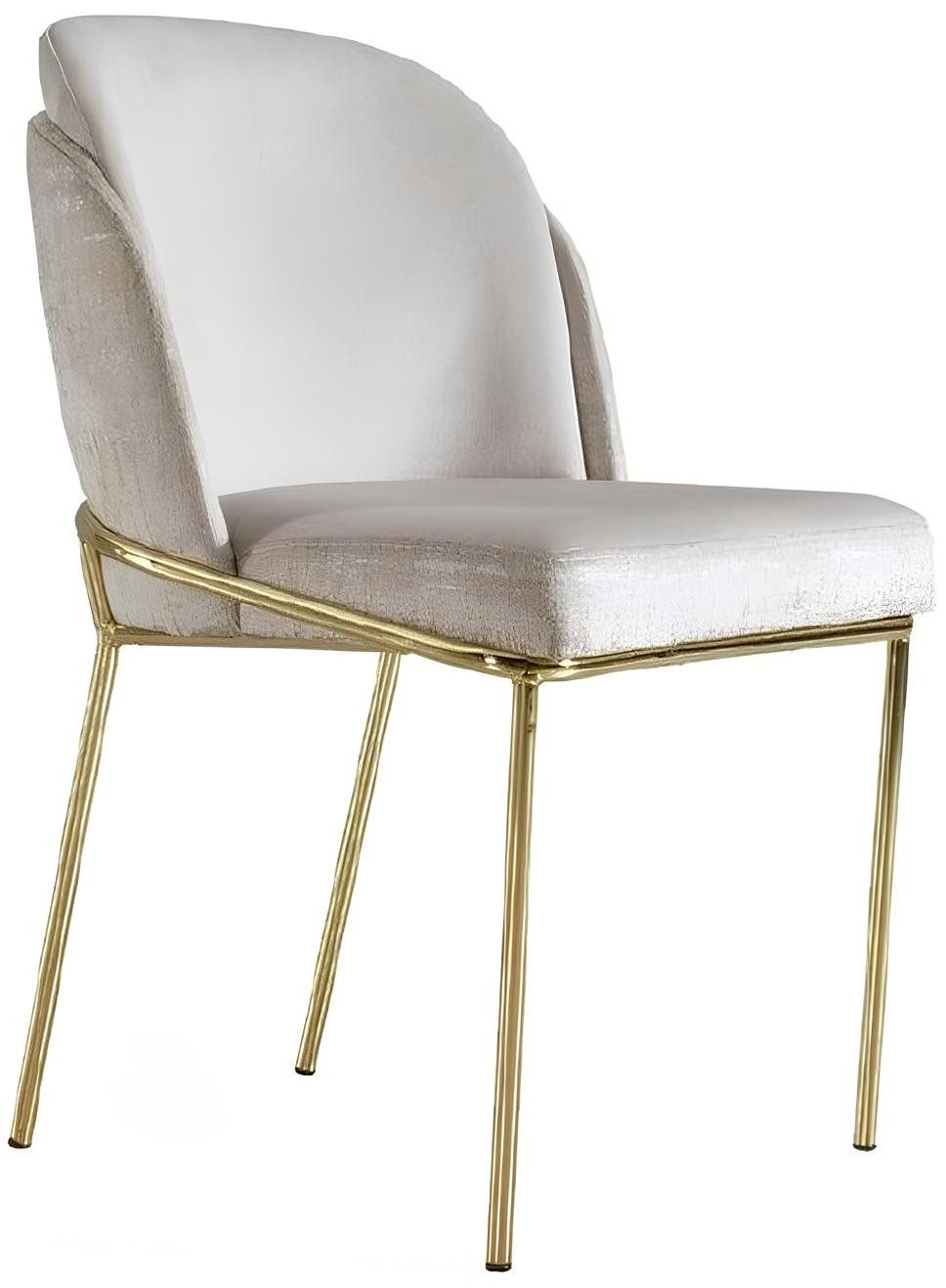 JVmoebel Esszimmerstuhl Eleganter Weißer Esszimmerstuhl aus Textil mit Edelstahlgestell (1 St), Made in Europa